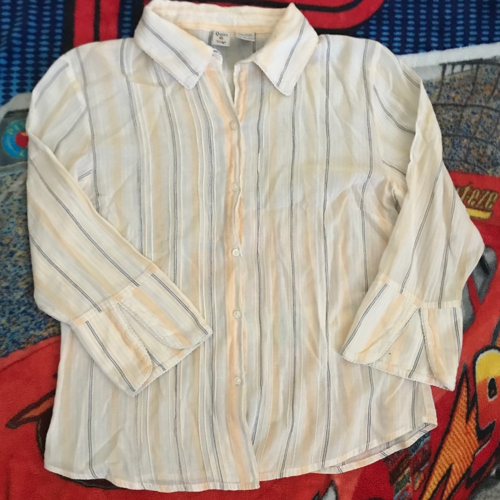 Quizz Vintage 1/4 Sleeve Button Blouse Size Large